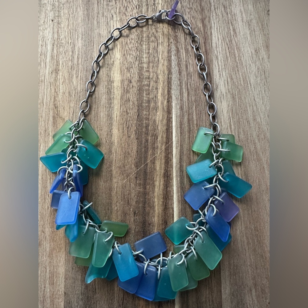 Sterling Silver and Multicolor Beach Glass Necklace